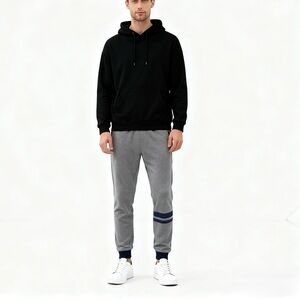 Gray Sweatpants with Tapered Legs and Elastic Waistband